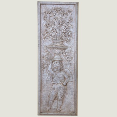 Vertical Putto Travertine Finish in ceramic